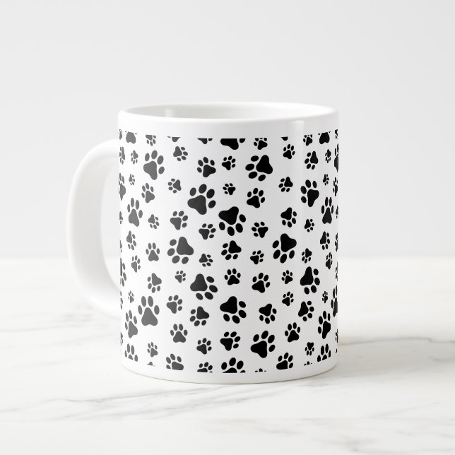 Muster von Paws, Hundeschäften, Schwarz und Weiß Jumbo-Tasse (Vorderseite Links)