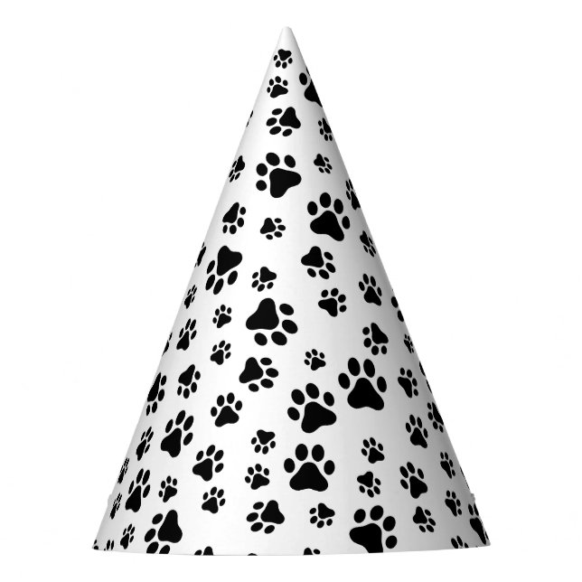 Muster von Paws, Hundeschäften, Schwarz und Weiß Partyhütchen (Vorderseite)
