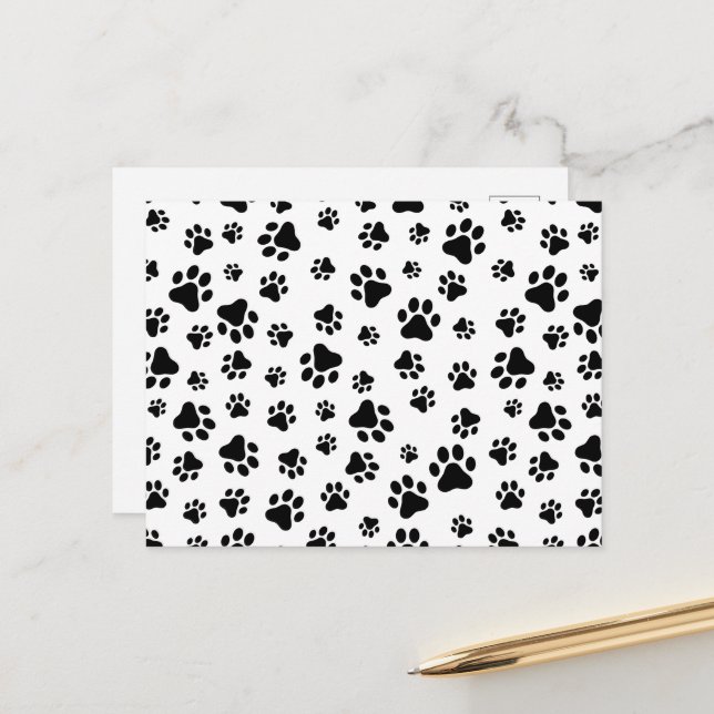 Muster von Paws, Hundeschäften, Schwarz und Weiß Postkarte (Vorderseite/Rückseite Beispiel)