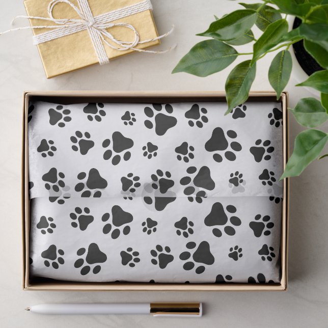 Muster von Paws, Hundeschäften, Schwarz und Weiß Seidenpapier (Geschenk)
