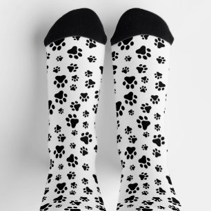 Muster von Paws, Hundeschäften, Schwarz und Weiß Socken