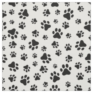 Muster von Paws, Hundeschäften, Schwarz und Weiß Stoff