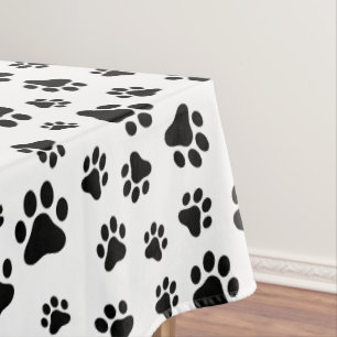Muster von Paws, Hundeschäften, Schwarz und Weiß Tischdecke