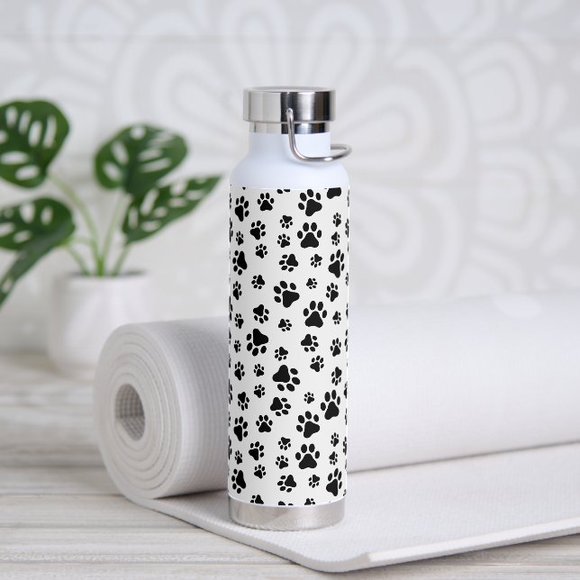 Muster von Paws, Hundeschäften, Schwarz und Weiß Trinkflasche (Yoga)