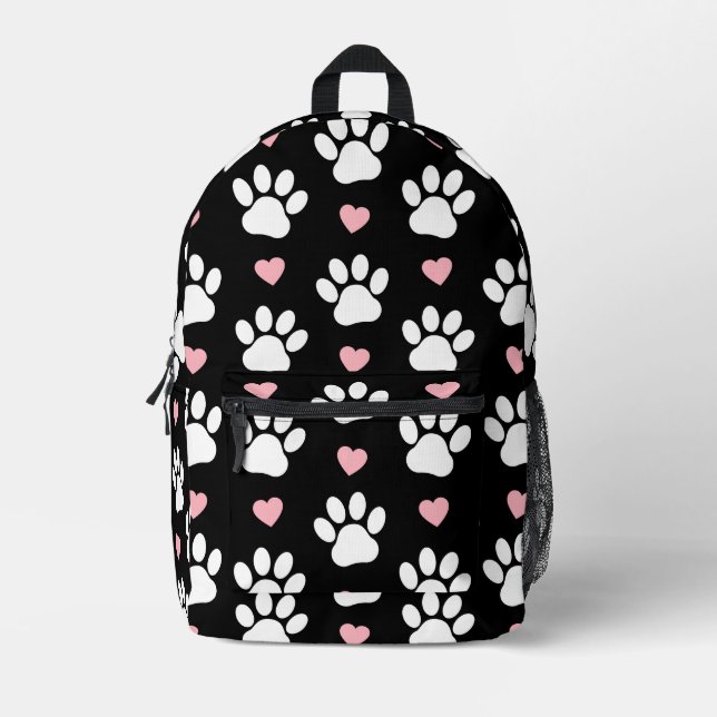 Muster von Paws, Hundeschrauben, Weiße Pfoten, ros Bedruckter Rucksack (Vorderseite)