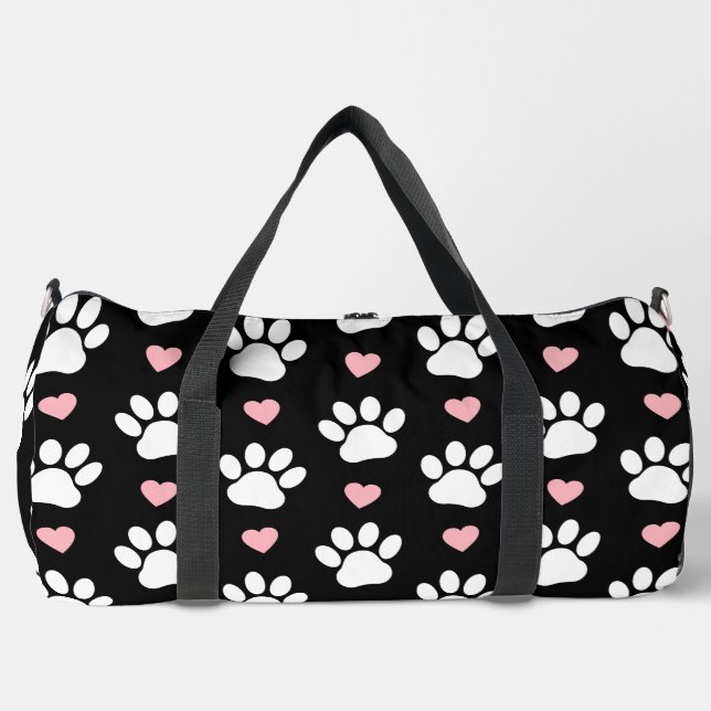 Muster von Paws, Hundeschrauben, Weiße Pfoten, ros Duffle Bag (Vorderseite)