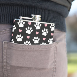 Muster von Paws, Hundeschrauben, Weiße Pfoten, ros Flachmann