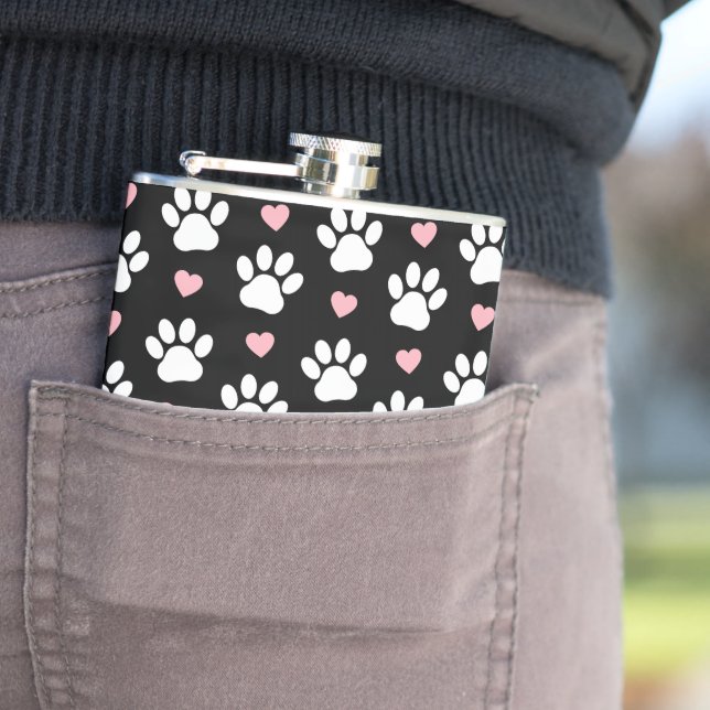 Muster von Paws, Hundeschrauben, Weiße Pfoten, ros Flachmann (Beispiel)