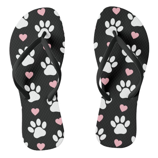 Muster von Paws, Hundeschrauben, Weiße Pfoten, ros Flip Flops (Fußbett)