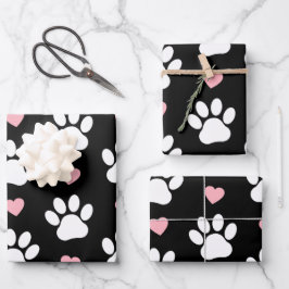 Muster von Paws, Hundeschrauben, Weiße Pfoten, ros Geschenkpapier Set