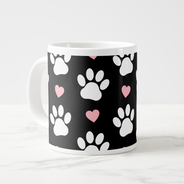 Muster von Paws, Hundeschrauben, Weiße Pfoten, ros Jumbo-Tasse (Vorderseite Links)