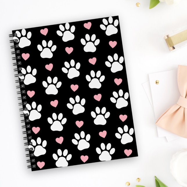 Muster von Paws, Hundeschrauben, Weiße Pfoten, ros Notizbuch (Von Creator hochgeladen)