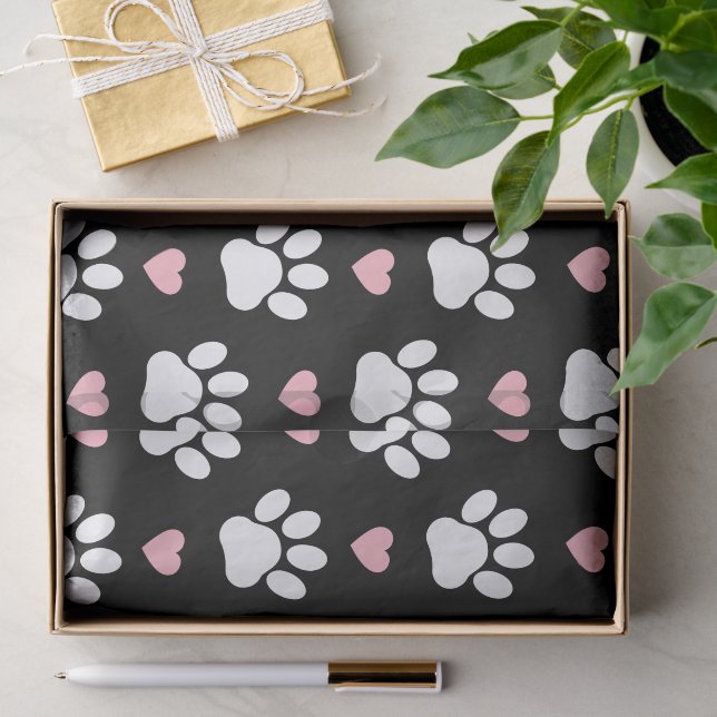 Muster von Paws, Hundeschrauben, Weiße Pfoten, ros Seidenpapier (Geschenk)
