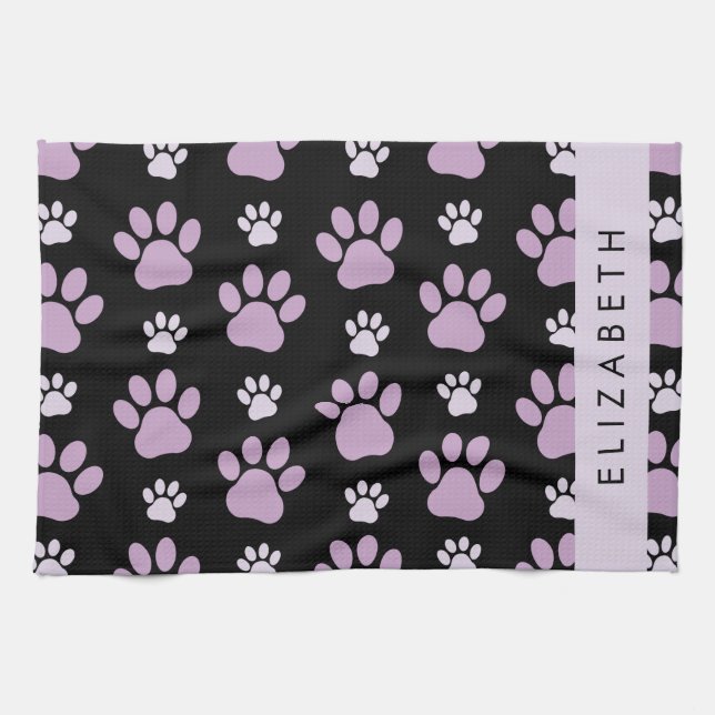 Muster von Paws, Lilac Paws, Dog Paws, Ihr Name Geschirrtuch (Horizontal)
