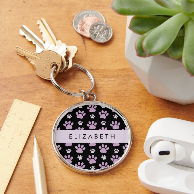 Muster von Paws, Lilac Paws, Dog Paws, Ihr Name Schlüsselanhänger (Schreibtisch)