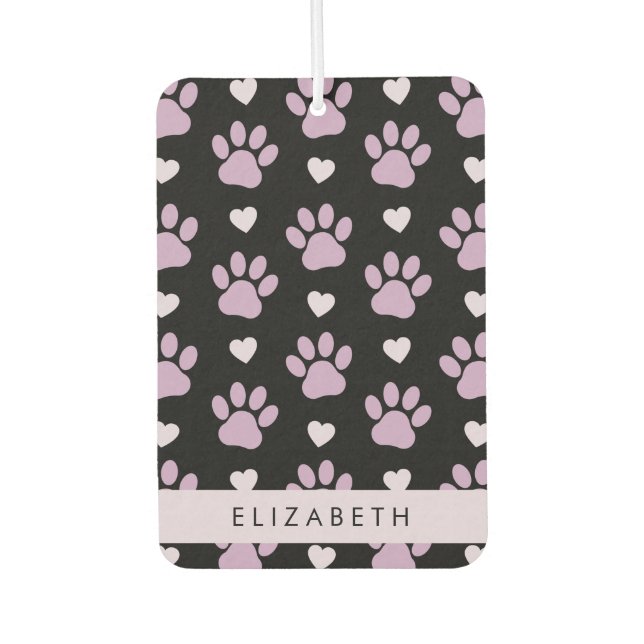 Muster von Paws, Lilac Paws, Herz, Ihr Name Autolufterfrischer (Vorderseite)