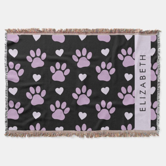 Muster von Paws, Lilac Paws, Herz, Ihr Name Decke (Vorderseite)