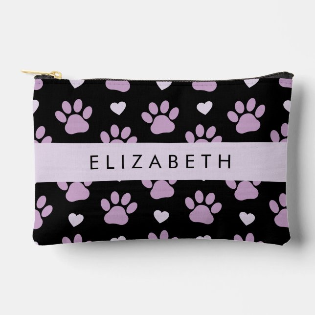 Muster von Paws, Lilac Paws, Herz, Ihr Name Zubehörtasche (Vorderseite)