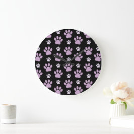 Muster von Paws, Lilac Paws, Hundepfen, Paw Prints Große Wanduhr