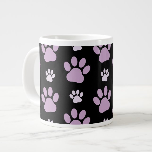 Muster von Paws, Lilac Paws, Hundepfen, Paw Prints Jumbo-Tasse (Vorderseite Links)