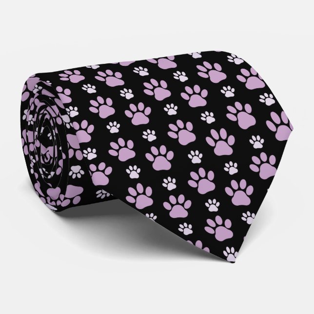 Muster von Paws, Lilac Paws, Hundepfen, Paw Prints Krawatte (Gerollt)