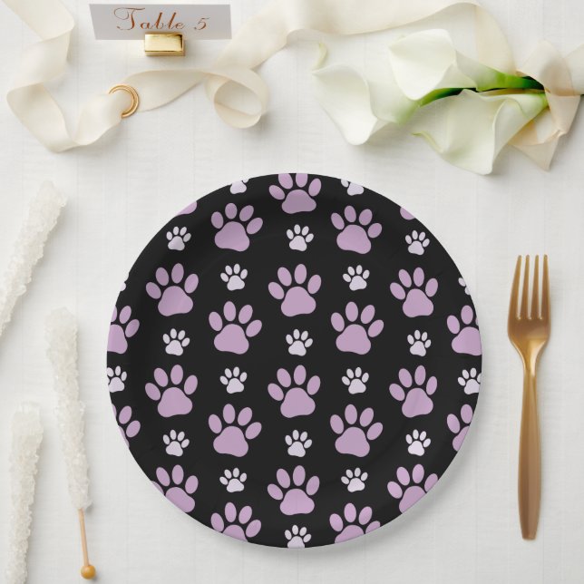 Muster von Paws, Lilac Paws, Hundepfen, Paw Prints Pappteller (Hochzeit)