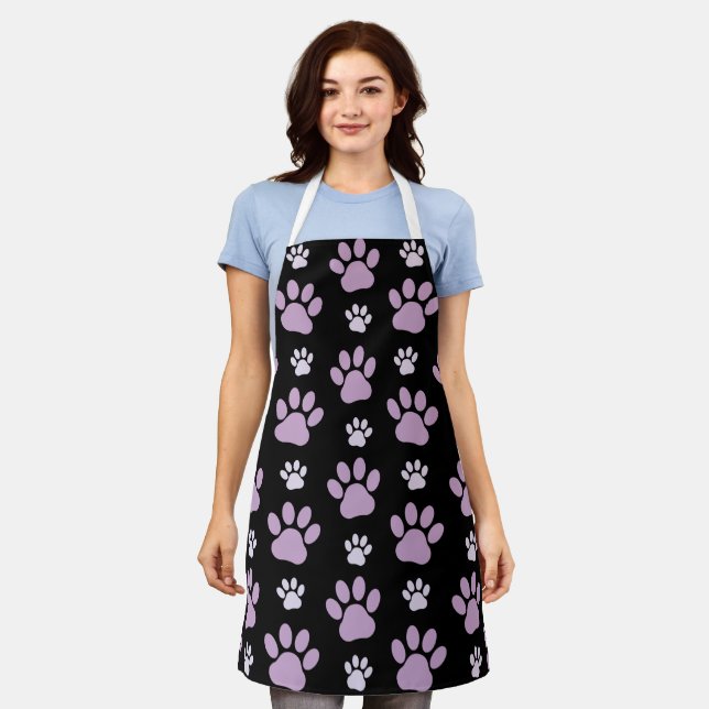 Muster von Paws, Lilac Paws, Hundepfen, Paw Prints Schürze (Getragen)
