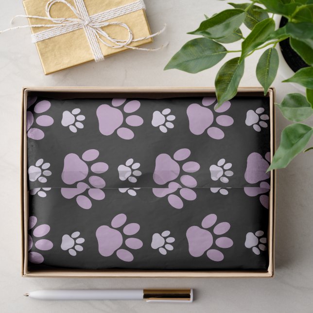 Muster von Paws, Lilac Paws, Hundepfen, Paw Prints Seidenpapier (Geschenk)