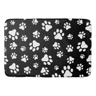 Muster von Paws, Paw Prints, Schwarz und Weiß Badematte
