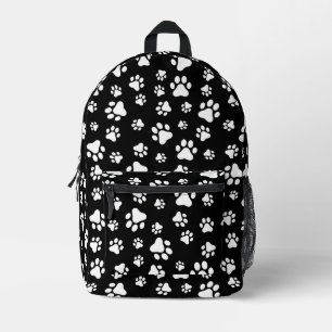 Muster von Paws, Paw Prints, Schwarz und Weiß Bedruckter Rucksack