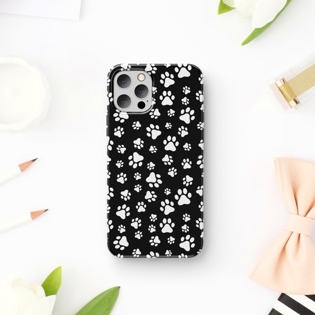Muster von Paws, Paw Prints, Schwarz und Weiß Case-Mate iPhone Hülle (Von Creator hochgeladen)