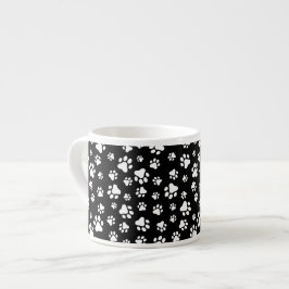 Muster von Paws, Paw Prints, Schwarz und Weiß Espressotasse