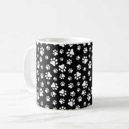 Muster von Paws, Paw Prints, Schwarz und Weiß Kaffeetasse
