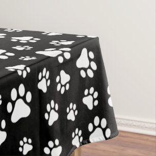 Muster von Paws, Paw Prints, Schwarz und Weiß Tischdecke