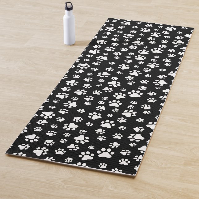 Muster von Paws, Paw Prints, Schwarz und Weiß Yogamatte (Beispiel)
