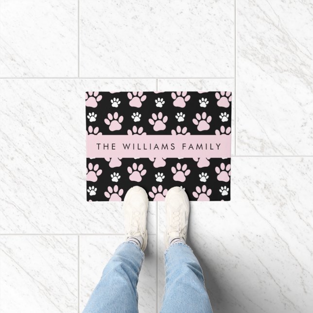 Muster von Paws, rosa Paws, Dog Paws, Ihr Name Fußmatte (Indoor)