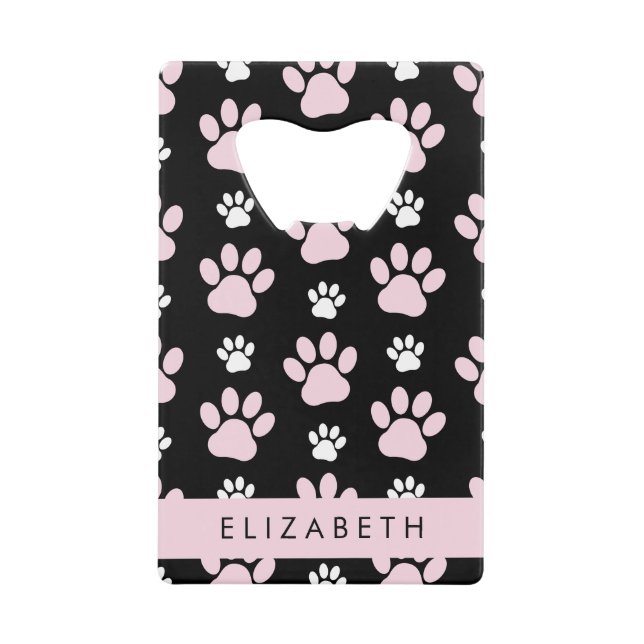Muster von Paws, rosa Paws, Dog Paws, Ihr Name Geldbeutel Flaschenöffner (Vorderseite)
