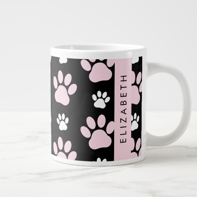 Muster von Paws, rosa Paws, Dog Paws, Ihr Name Jumbo-Tasse (Rechts)