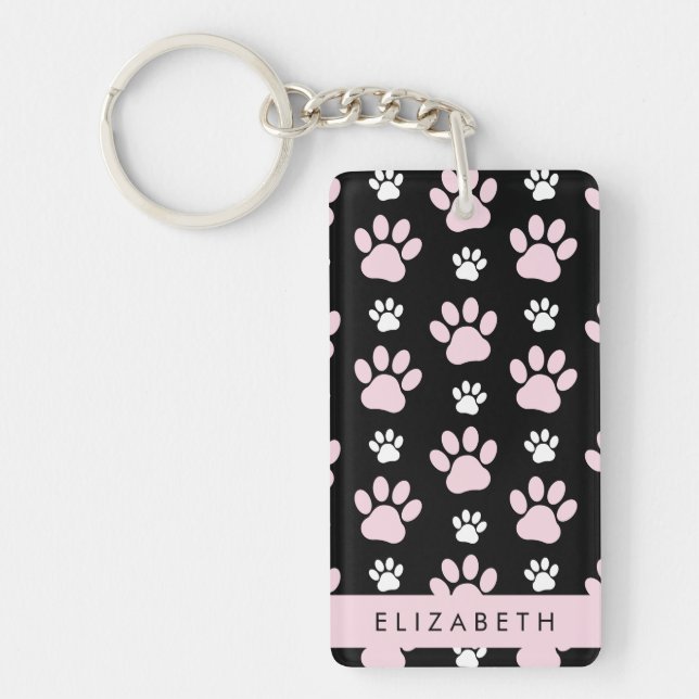 Muster von Paws, rosa Paws, Dog Paws, Ihr Name Schlüsselanhänger (Vorderseite)
