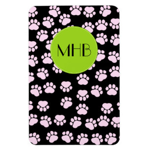 Muster von Paws, rosa Paws, Hundeschlitten, Monogr Magnet