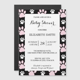 Muster von Paws, rosa Paws, Hundeschrauben, Babydu Magneteinladung