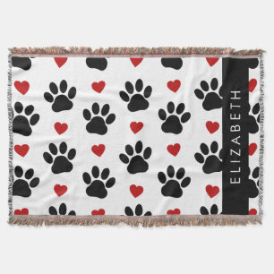 Muster von Paws, schwarzen Paws, roten Herzen, Ihr Decke