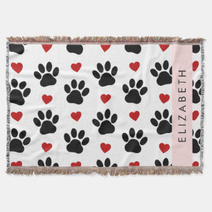 Muster von Paws, schwarzen Paws, roten Herzen, Ihr Decke