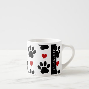 Muster von Paws, schwarzen Paws, roten Herzen, Ihr Espressotasse