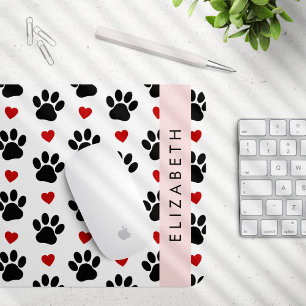 Muster von Paws, schwarzen Paws, roten Herzen, Ihr Mousepad