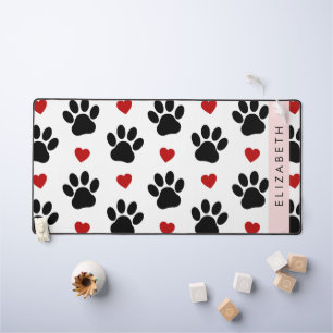 Muster von Paws, schwarzen Paws, roten Herzen, Ihr Schreibtischunterlage
