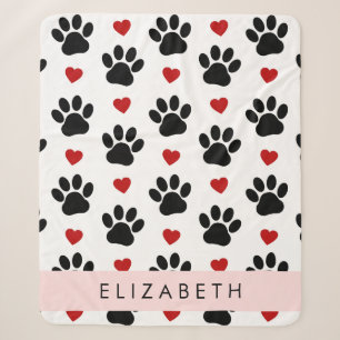 Muster von Paws, schwarzen Paws, roten Herzen, Ihr Sherpadecke