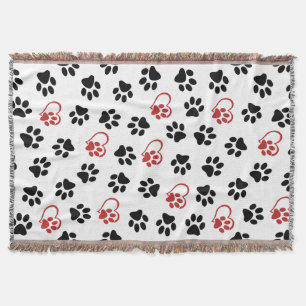 Muster von Paws, schwarzen Paws, roten Paws, Herz Decke