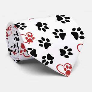 Muster von Paws, schwarzen Paws, roten Paws, Herz Krawatte