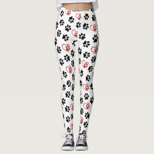 Muster von Paws, schwarzen Paws, roten Paws, Herz Leggings